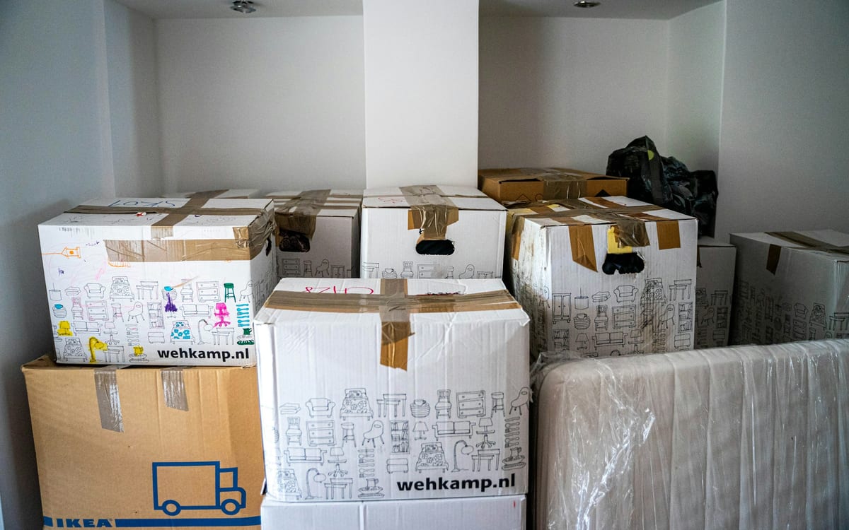 Packed moving boxes stacked and ready for a local Minneapolis move